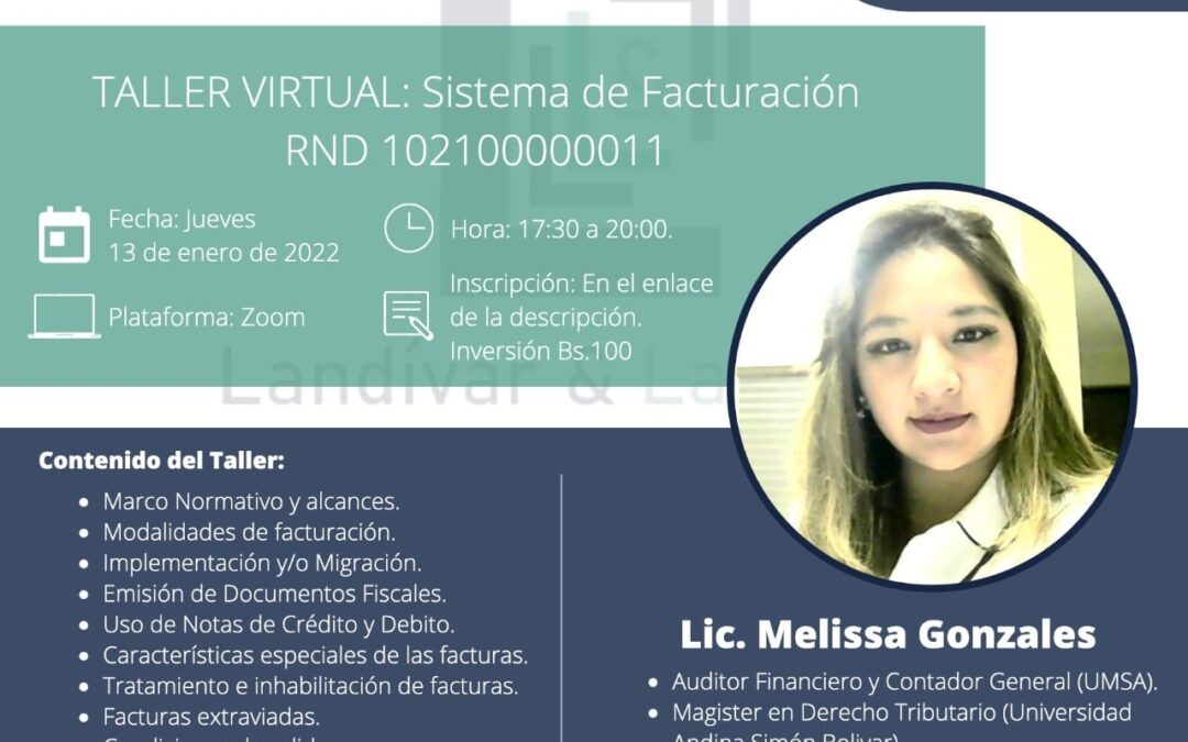 Taller Virtual: Nuevo Sistema de Facturación 2022 – Lic. Melissa Gonzales